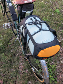 Picture of Nite Ize Gear Ties securing gear for bike touring
