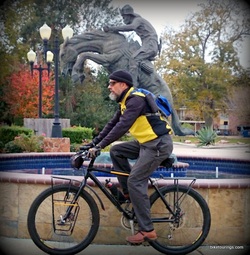 Picture of bike commuter with winter apparel