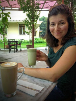 Picture of Cynthia of World by Wheel enjoying coffee in Thailand