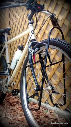 Picture of steel front rack for bike touring 