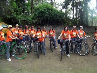 Picture of Eco Africa's women bicycle touring in Africa