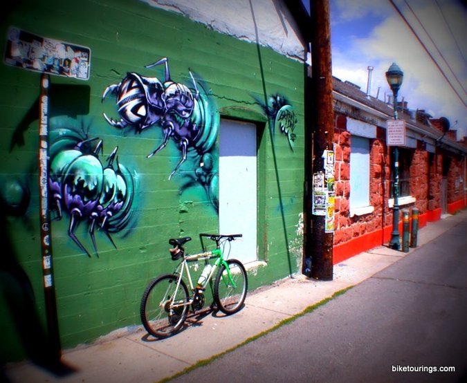 Picture of bicycle touring alleys in Flagstaff, az