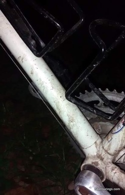 Picture of spilled coffee on bike commuter frame