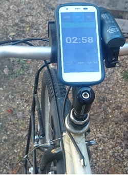 Picture of cell phone bike app on bike