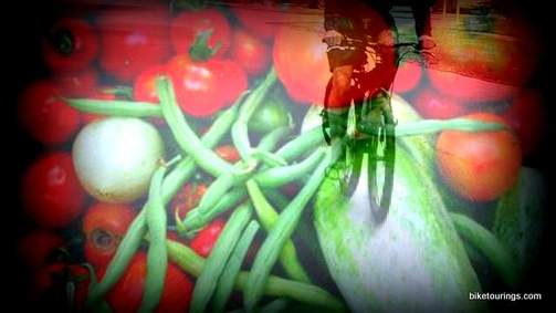 Picture of riding bike and vegetables