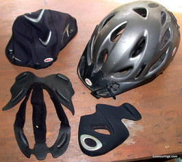 Picture of bike helmet for bike touring and commuting with accessories